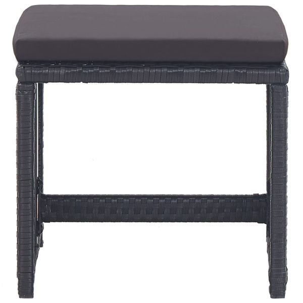 Градински комплект с възглавници, 15 части, полиратан, черен