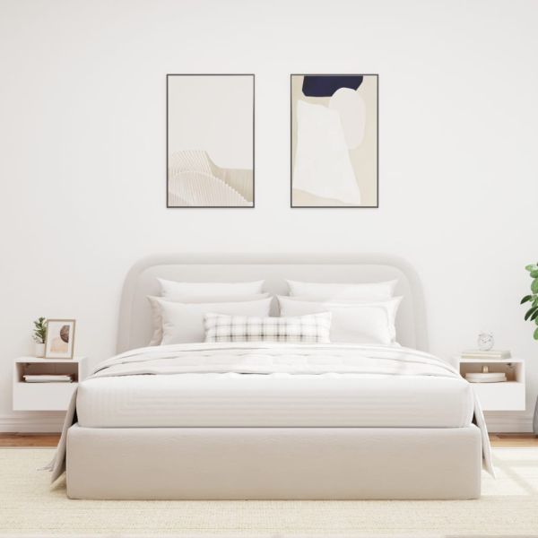 Стенни ТB шкафове, 2 бр, бели, 40x30x30 см, инженерно дърво