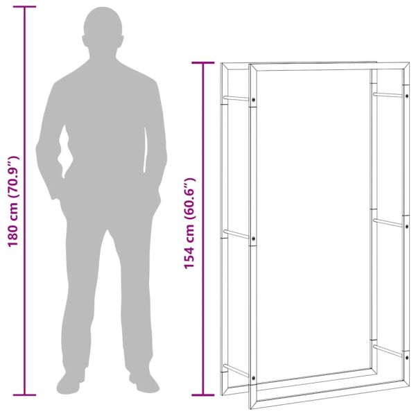 Стойка за дърва за огрев, 80x28x154 см, неръждаема стомана
