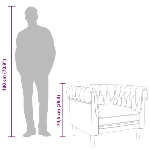 Честърфийлд кресло, кафяво, текстил