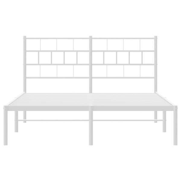 Метална рамка за легло с горна табла, бяла, 120x200 см