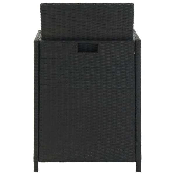 Градински комплект с възглавници, 11 части, полиратан, черен