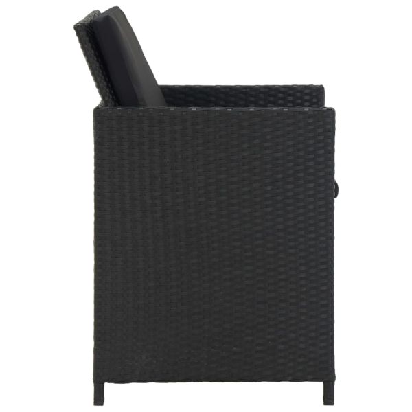 Градински комплект с възглавници, 13 части, полиратан, черен