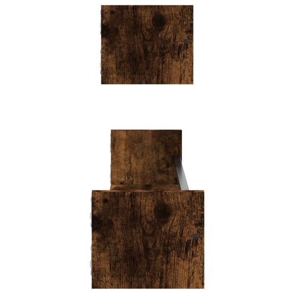 Стенни рафтове с пръти 2 бр опушен дъб 80x16x14 см