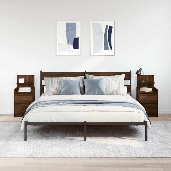 Нощни шкафчета с 2 чекмеджета 2 бр., кафяв дъб 38x34x80 см