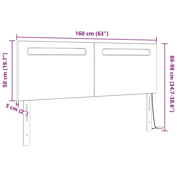 LED глава Черно 160 cm Изкуствена