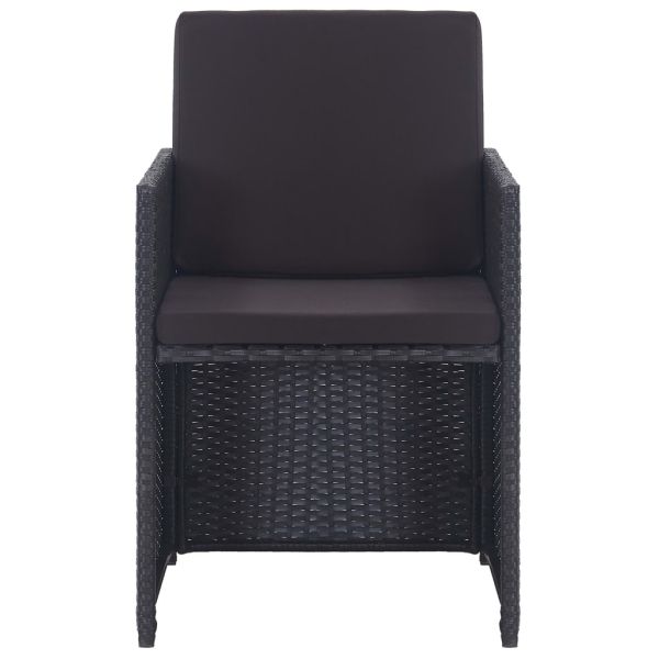 Градински комплект с възглавници, 13 части, полиратан, черен