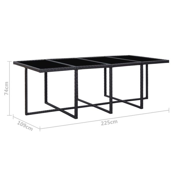 Градински комплект с възглавници, 13 части, полиратан, черен