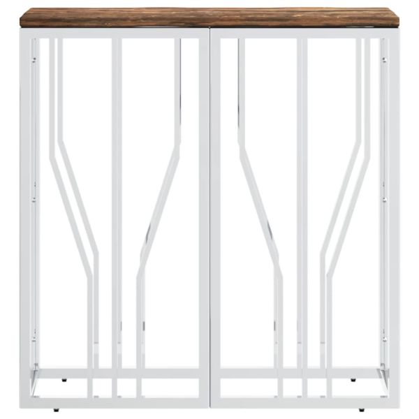 Конзолна маса сребриста неръждаема стомана и регенерирано дърво