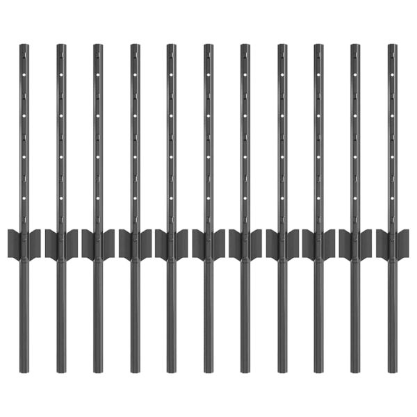 Стълб за ограда. 11 pcs Сив 40 cm Стомана