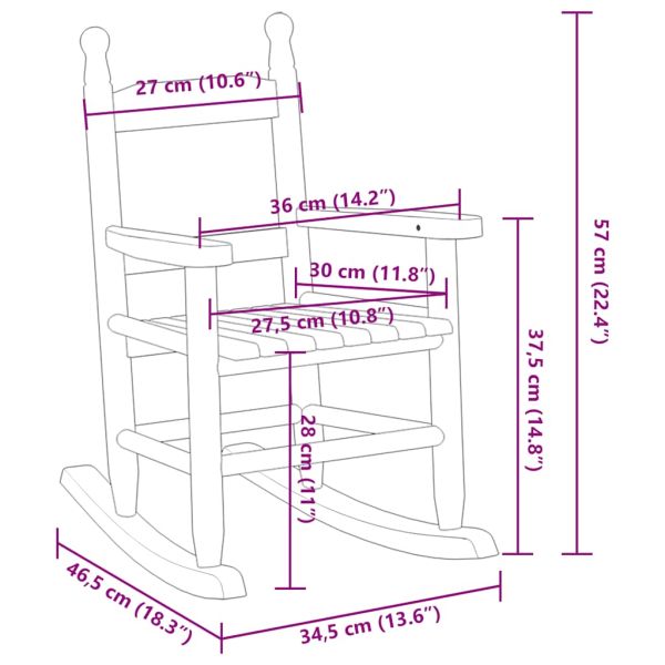 Люлеещ се стол за деца, кафяв, масивна топола