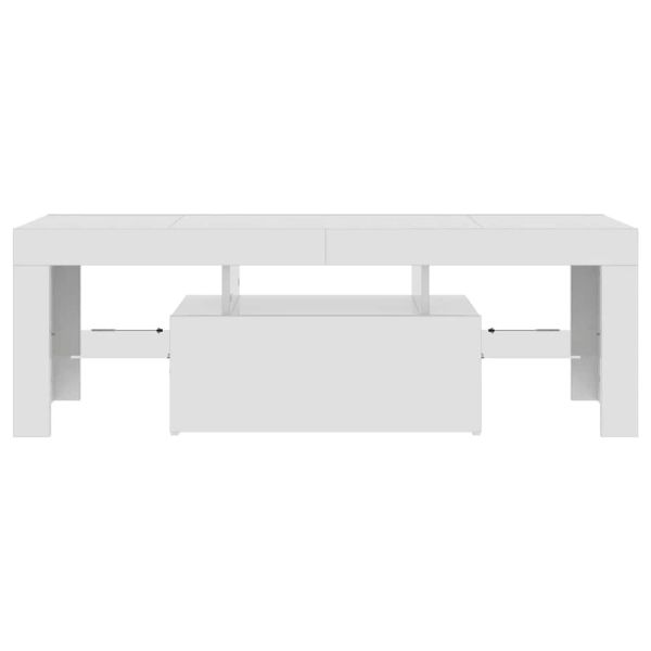 ТВ шкаф с LED осветление, бял гланц, 120x35x40 см