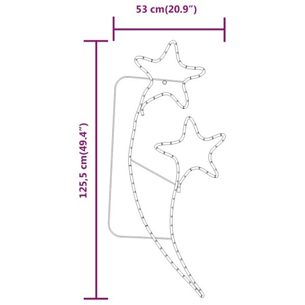 Светещ маркуч с форма на звезди 2 бр топло бяло 125,5x53x4,5 см