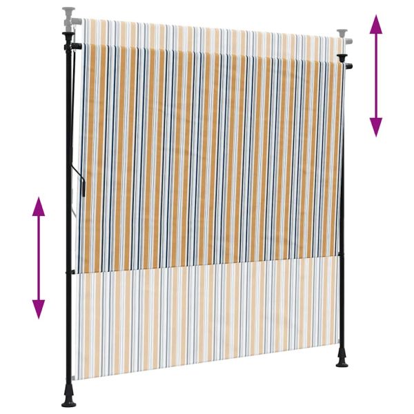 Външна ролетна щора, жълто и бяло, 200x270 см, плат и стомана