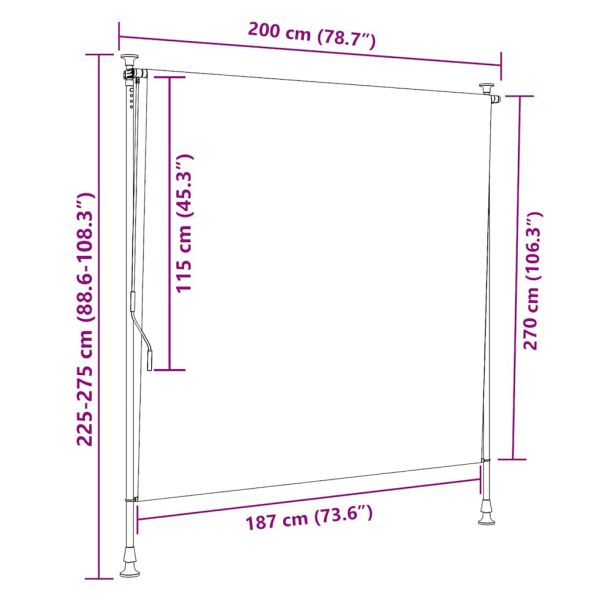 Външна ролетна щора, жълто и бяло, 200x270 см, плат и стомана