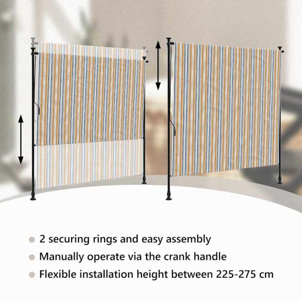 Външна ролетна щора, жълто и бяло, 200x270 см, плат и стомана