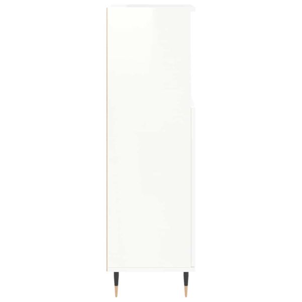 Шкаф за баня, бял гланц, 30x30x100 см, инженерно дърво
