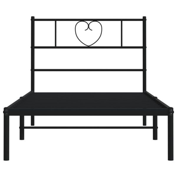 Метална рамка за легло с горна табла, черна, 90x200 см