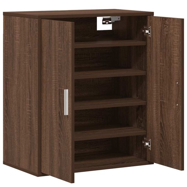 Шкаф за обувки, кафяв дъб, 60x35x70 см, инженерно дърво