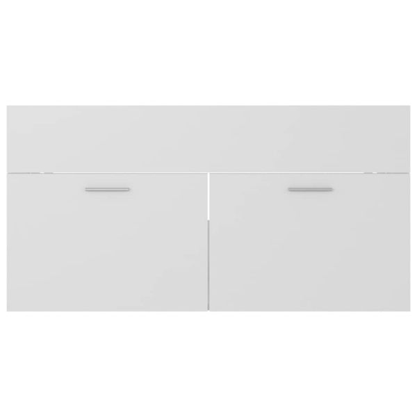 Комплект мебели за баня, бял, инженерно дърво