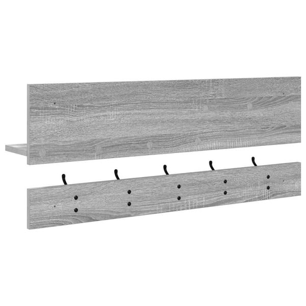 Стенен закачалка за палта с рафт Сив Сонома 90 x 15 x 36 см