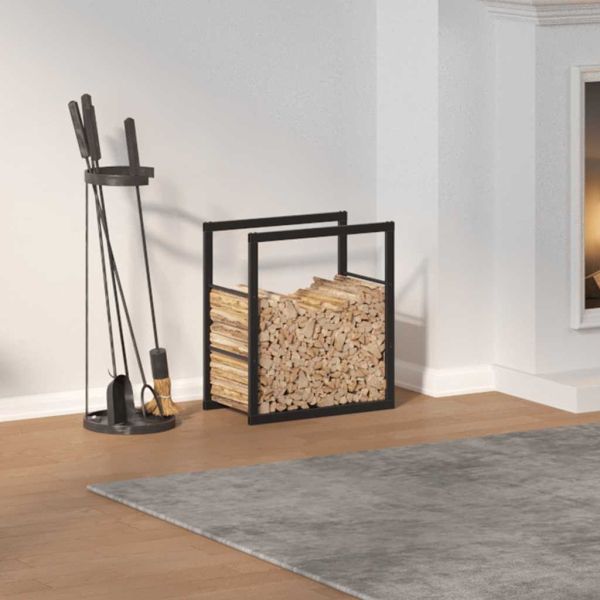 Стойка за дърва за огрев черна 55x30x61 cm стомана