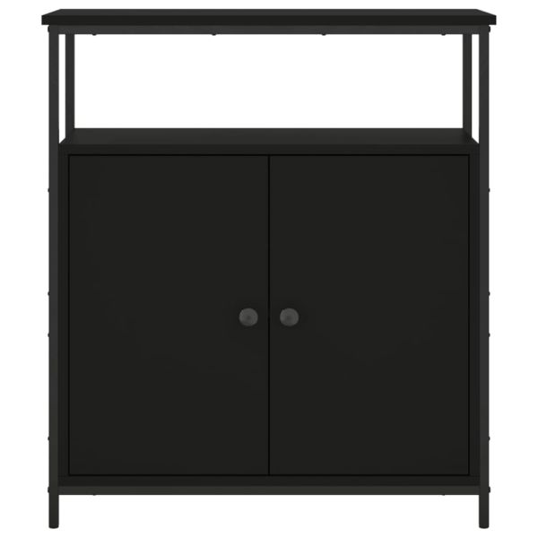 Сайдборд, черен, 70x30x80 см, инженерно дърво
