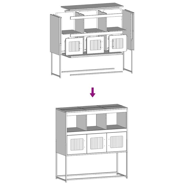 Бюфет, горчица жълто, 100,5x39x107 см, студеновалцувана стомана
