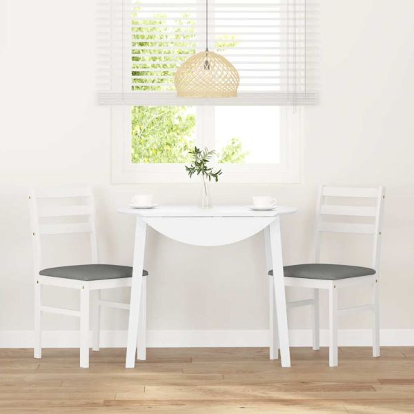 Трапезни столове с възглавници 2 бр Бяла масивна дървесина гума