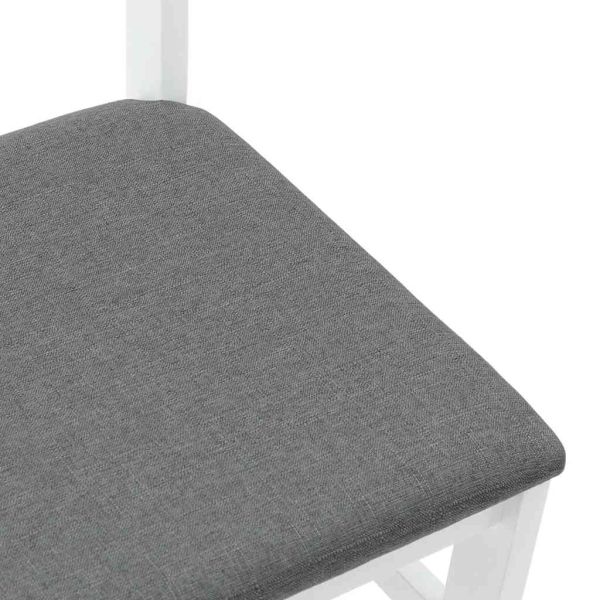 Трапезни столове с възглавници 2 бр Бяла масивна дървесина гума