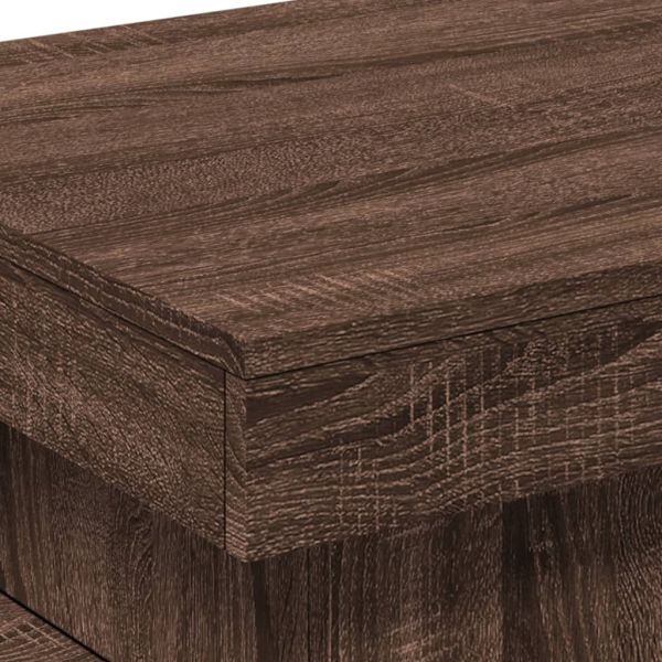 Маса за кафе с LED осветление, кафяв дъб, 50x50x40 см