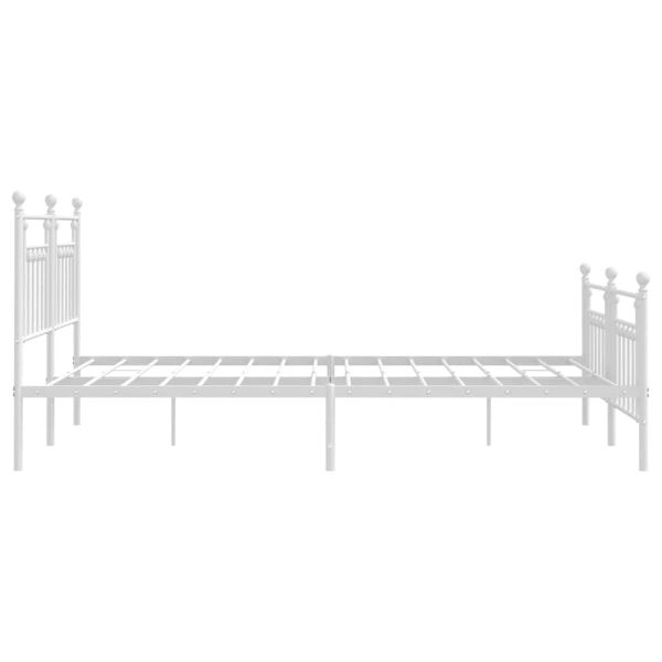 Метална рамка за легло с горна и долна табла, бяла, 180x200 см