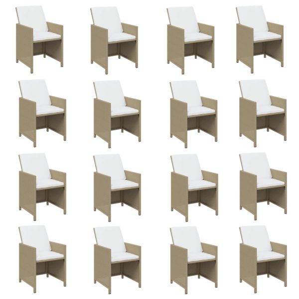 Градински комплект с възглавници 21 части бежов полиратан