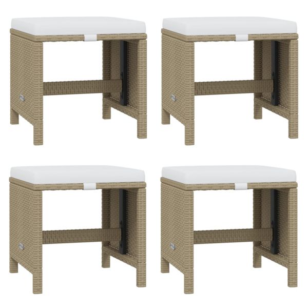 Градински комплект с възглавници 21 части бежов полиратан