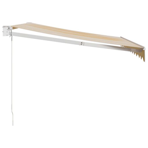 Прибираща се тента жълто и бяло 3,5x2,5 м плат и алуминий