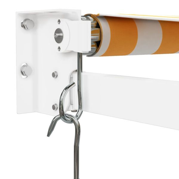 Прибираща се тента жълто и бяло 3,5x2,5 м плат и алуминий