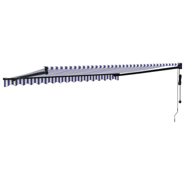 Автоматично прибираща се тента, синьо и бяло, 4x3 м