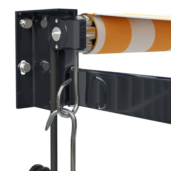 Автоматично прибираща се тента, жълто и бяло, 4x3 м