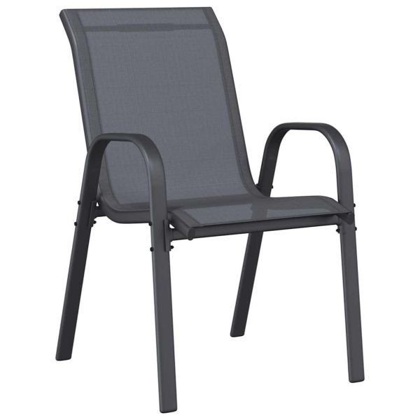 Стифиращи градински столове, 4 бр, сиви, тъкан textilene