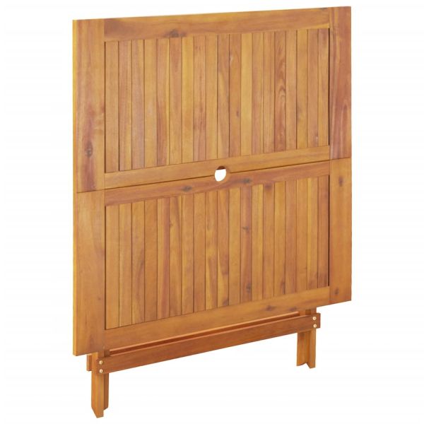 Градински трапезен комплект, 5 части, таупе, плат и дърво масив