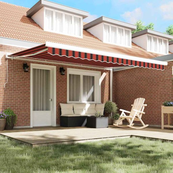 Сгъваем навес Червен и Черен 450 × 300 cm Текстил и Метал