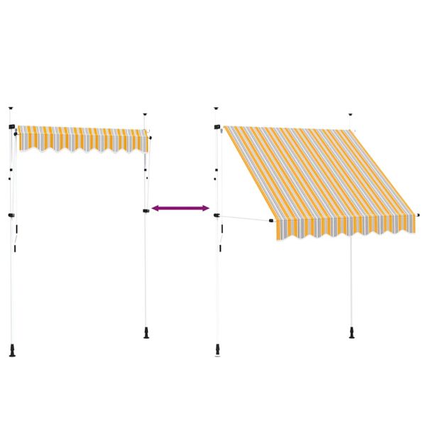 Ръчно прибиращ се сенник, 200 см, жълто-сини ивици