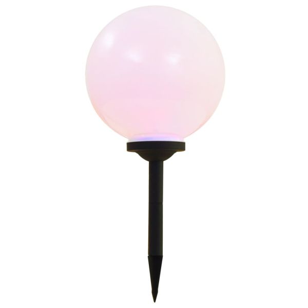 Градински соларни лампи, LED, 2 бр, сферични, 30 см, RGB