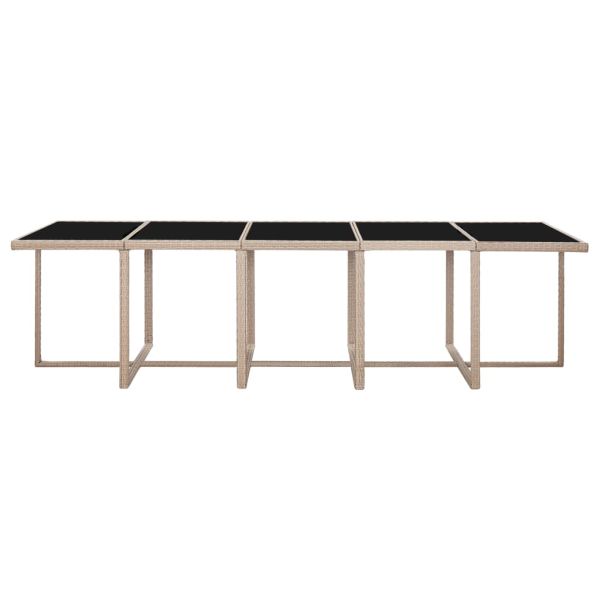 Градински комплект с възглавници, 15 части, бежов полиратан