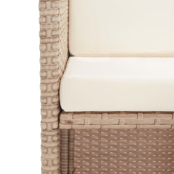 Градински комплект с възглавници, 17 части, бежов полиратан