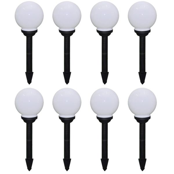 Градински лампи за пътека, 8 бр, LED, 15 см, с анкер за земя