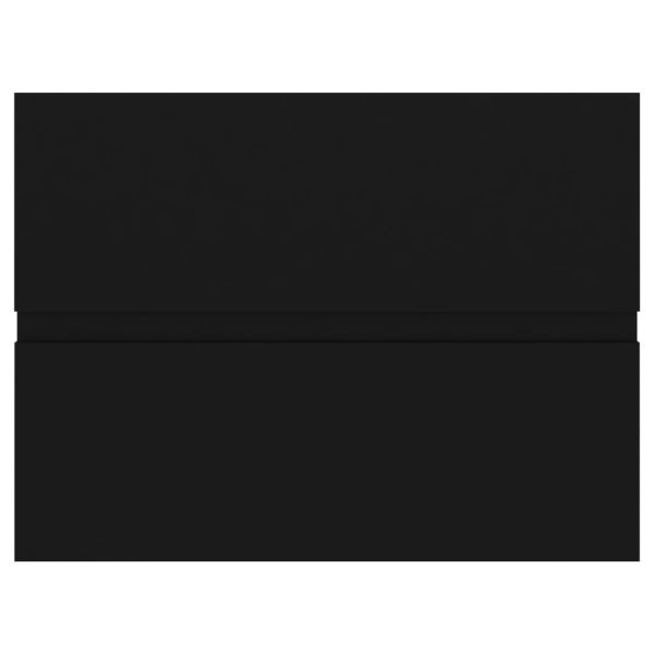 Шкаф за баня с вградена мивка, черен, инженерно дърво