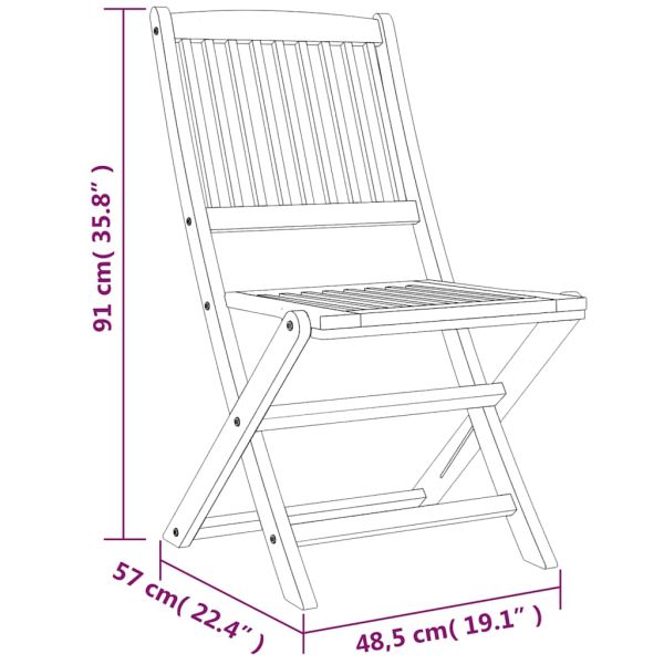 Градински трапезен комплект от 5 части, акациево дърво масив