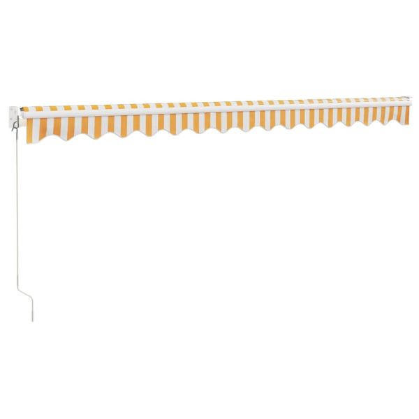 Прибираща се тента жълто и бяло 4,5x3 м плат и алуминий