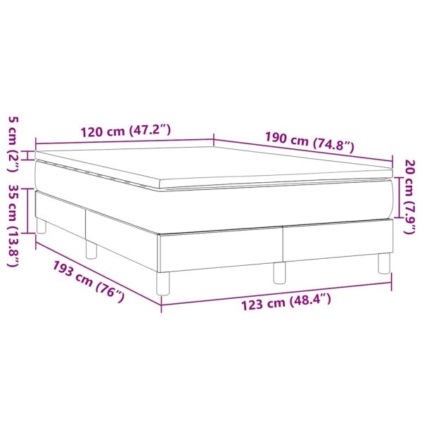 Боксспринг легло с матрак, кремаво, 120x190 см, плат